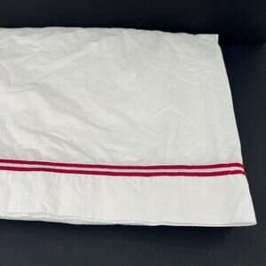 Restoration Hardware made in Italy red stripes embroidery full queen bedskirt